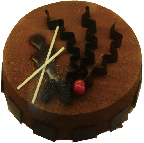 甜蜜无限:提拉米苏蛋糕，巧克力片环绕一周，顶层精美搭配