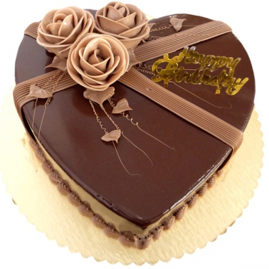 我爱你:心形情侣巧克力奶油蛋糕