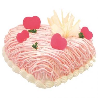 倾慕柔情:圆形鲜奶蛋糕，百合花装饰