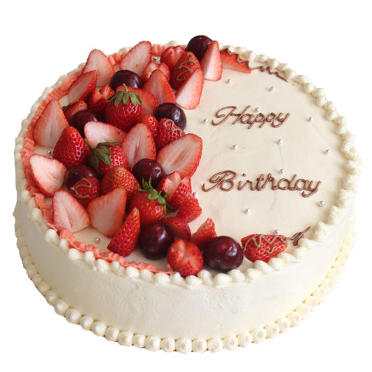 草莓之恋:鲜奶水果蛋糕，中间夹心水果，表层鲜果装饰